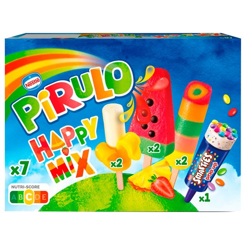 PIRULO Surtido de helados compuesto por 2 pirulos happy, 2 watermelon, 2 jungly y 1 push up smarties PIRULO Happy mix