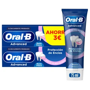 ORAL-B Advanced Pasta de dientes protectora de encías, sabor a menta y hierbabuena 2 x 75 ml.