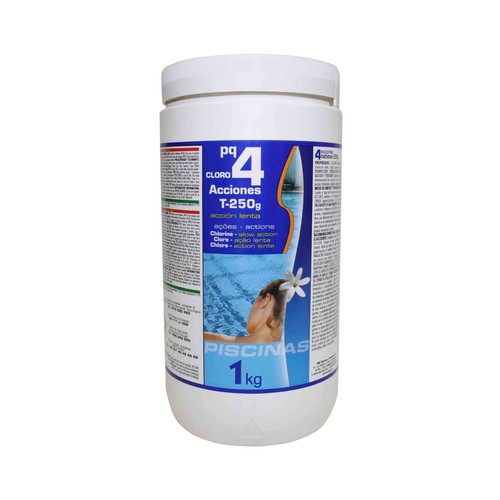 AB PQ Cloro 4 Acciones en tabletas de 250 g. Sin sulfato de cobre. 1 KG