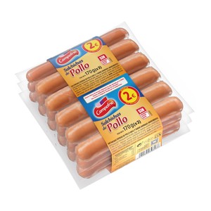 Imagen de CAMPOFRIO Salchichas cocidas de pollo con sabor ahumado 3 x 170 g.