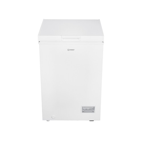 Congelador horizontal INDESIT INCF 984 E, clasificación energética: E, H: 85cm, A: 55cm, F: 55cm, capacidad total: 98L.