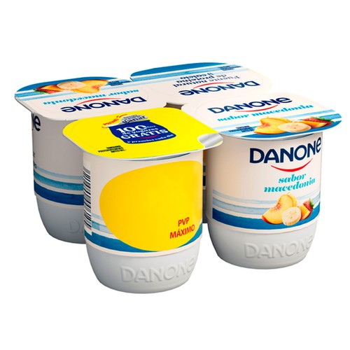 Yogur con sabor a macedonia, elaborado con fermentos naturales DANONE 4 x 120 g.