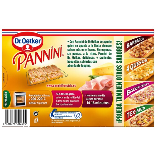 DR. OETKER Pannini de jamón y queso 2 x 125 g.