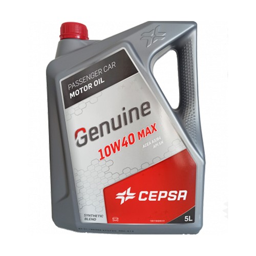 Lubricante para coche 10W40 de 5 litros Genuine, CEPSA.