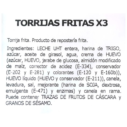 Torrijas fritas 3 uds 420 g.