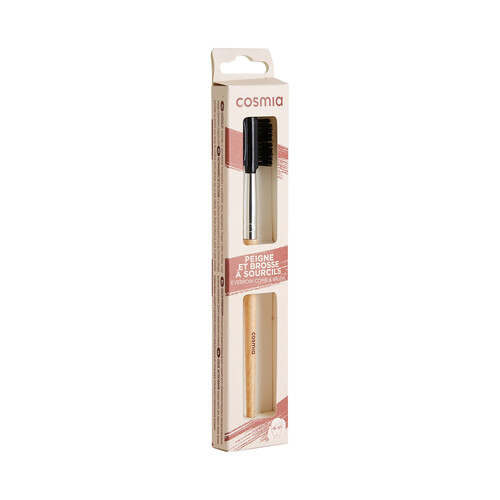 COSMIA Peine y brocha para cejas con mango de madera COSMIA.