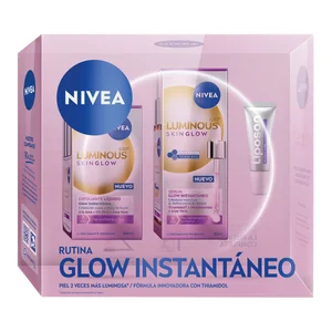 NIVEA Luminous 630º Skinglow Tratamiento glow instantáneo con exfoliante líquido, sérum facial y bálsamo labial.