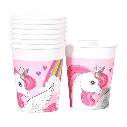 Pack de 8 vasos de papel de unicornio de 200ml, FSC, PROCOS