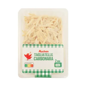 AUCHAN Tagliatelle con salsa carbonara, listos para calentar y comer 280 g. Producto Alcampo