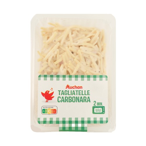 AUCHAN Tagliatelle con salsa carbonara, listos para calentar y comer 280 g. Producto Alcampo