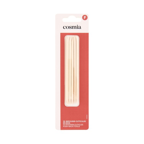 COSMIA Bastones de madera para empujar las cutículas 10 uds.