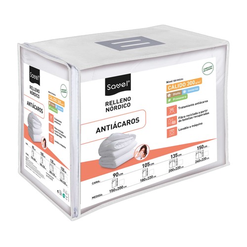 Relleno nórdico antiácaros cama 90cm, 300g/m², SAVEL.