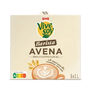 VIVESOY Bebida avena barista sin azúcar añadido caja 6x1 l.
