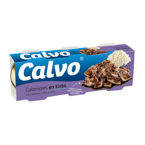 Imagen de CALVO Calamares en su tinta en trozos pack de 3 latas de 48 g.