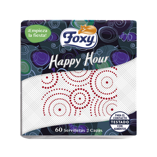 FOXY Servilletas de papel desechables estampado, FOXY Happy Hour 60 uds 2 capas