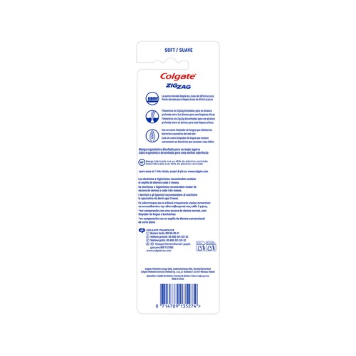 COLGATE Zigzag Cepillo de dientes suave, para una limpieza profunda 3 uds.