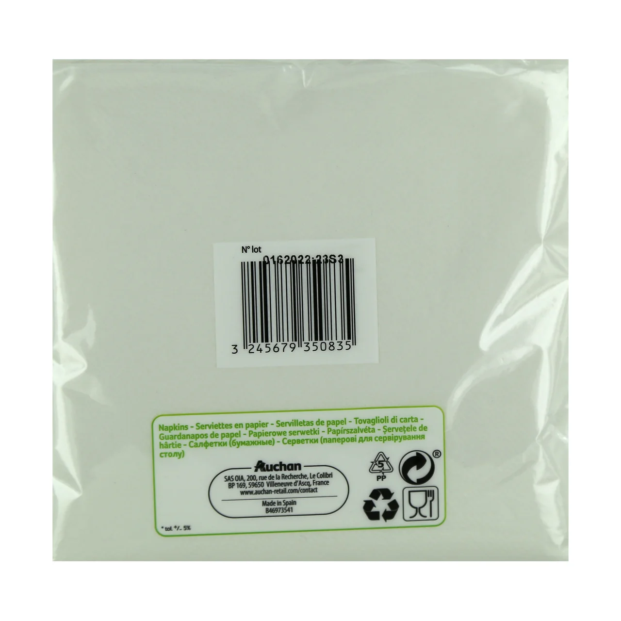 ACTUEL Servilletas de papel desechables 30 x 30 cm 1 capa blancas ACTUEL 100 uds.