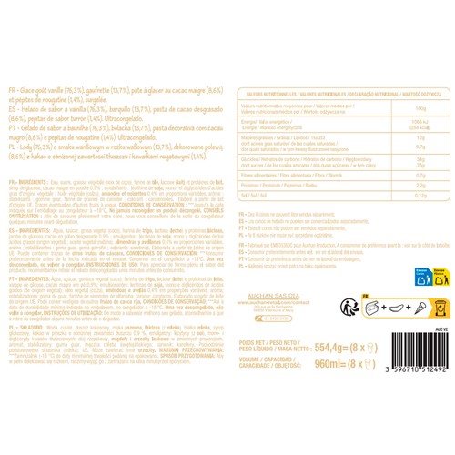PRODUCTO ECONOMICO ALCAMPO Conos de helado de vainilla 8 x 120 ml.