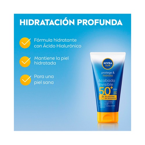 NIVEA Sun protege & hidrata Protector solar acabado invisible con FPS 50+ (muy alta) 150 ml.