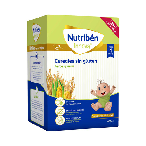 NUTRIBÉN Papilla de cereales (arroz y maiz) elaborada sin gluten, a partir de 4 meses NUTRIBÉN Innova 2 x 300 g.