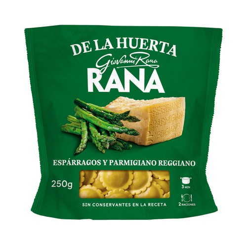 RANA De la huerta Raviolis de pasta fresca rellenos de espárragos y parmigiano reggiano 250 g.