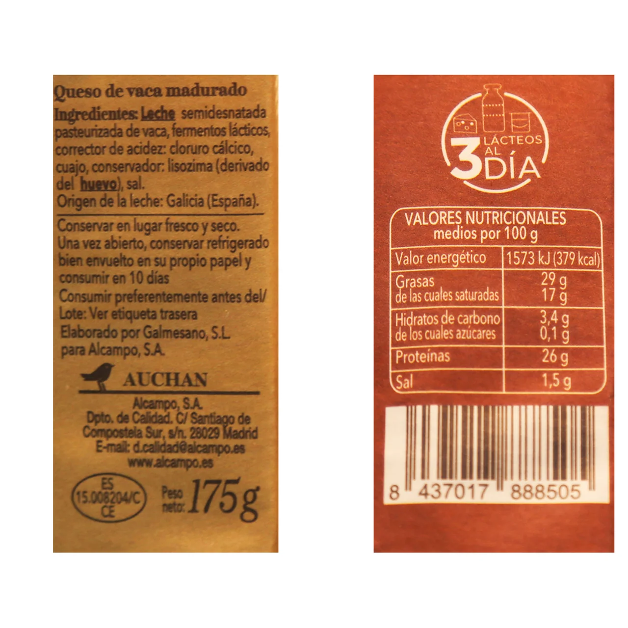 PRODUCTO ALCAMPO Collection Queso quesmesán madurado 18 meses 175 g.