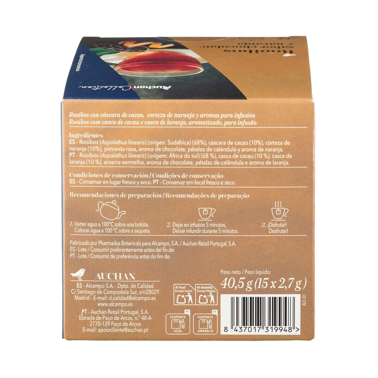 PRODUCTO ALCAMPO Collection Rooibos chocolate y naranja 15 uds. 40,5 g.