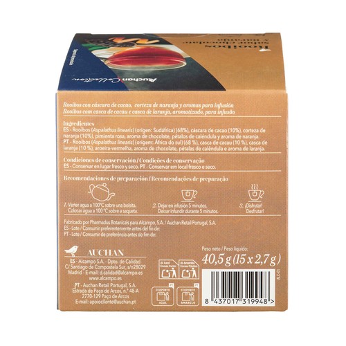 PRODUCTO ALCAMPO Collection Rooibos chocolate y naranja 15 uds. 40,5 g.