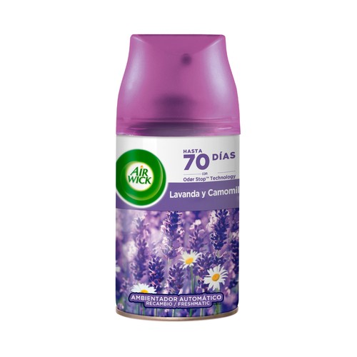 AIR WICK Ambientador lavanda y camomila- Recambio AIR WICK FRESHMATIC 250 ml.