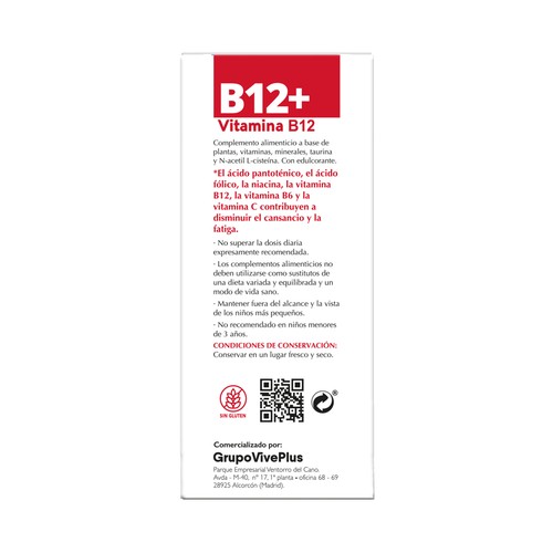 VIVE+ SALUD Y VIDA Vitamina B12  que ayuda a recupera la energía 5 sobres.
