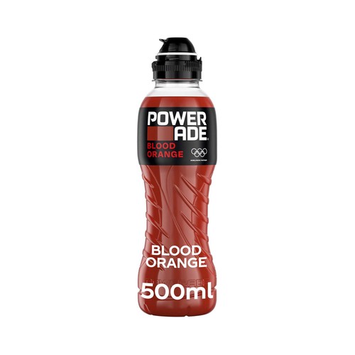 POWERADE Blood Orange Bebida deportiva sabor naranja botella de 500 ml.