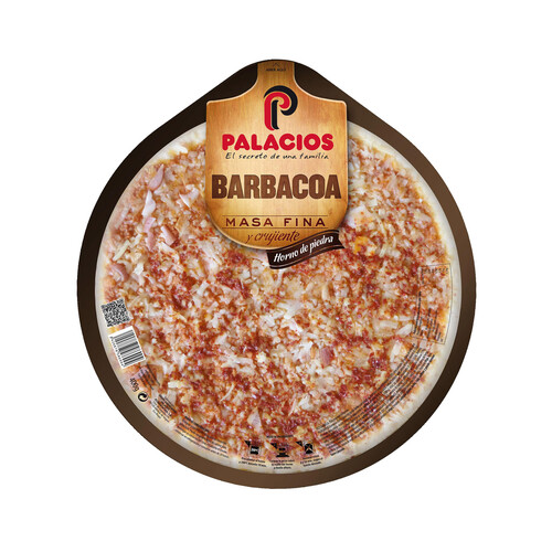 PALACIOS Pizza barbacoa con masa fina y crujiente, hecha en horno de piedra PALACIOS 400 g.