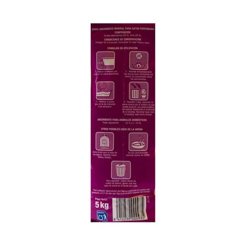 PRODUCTO ALCAMPO Arena absorbente perfumada para gatos 5 kg.