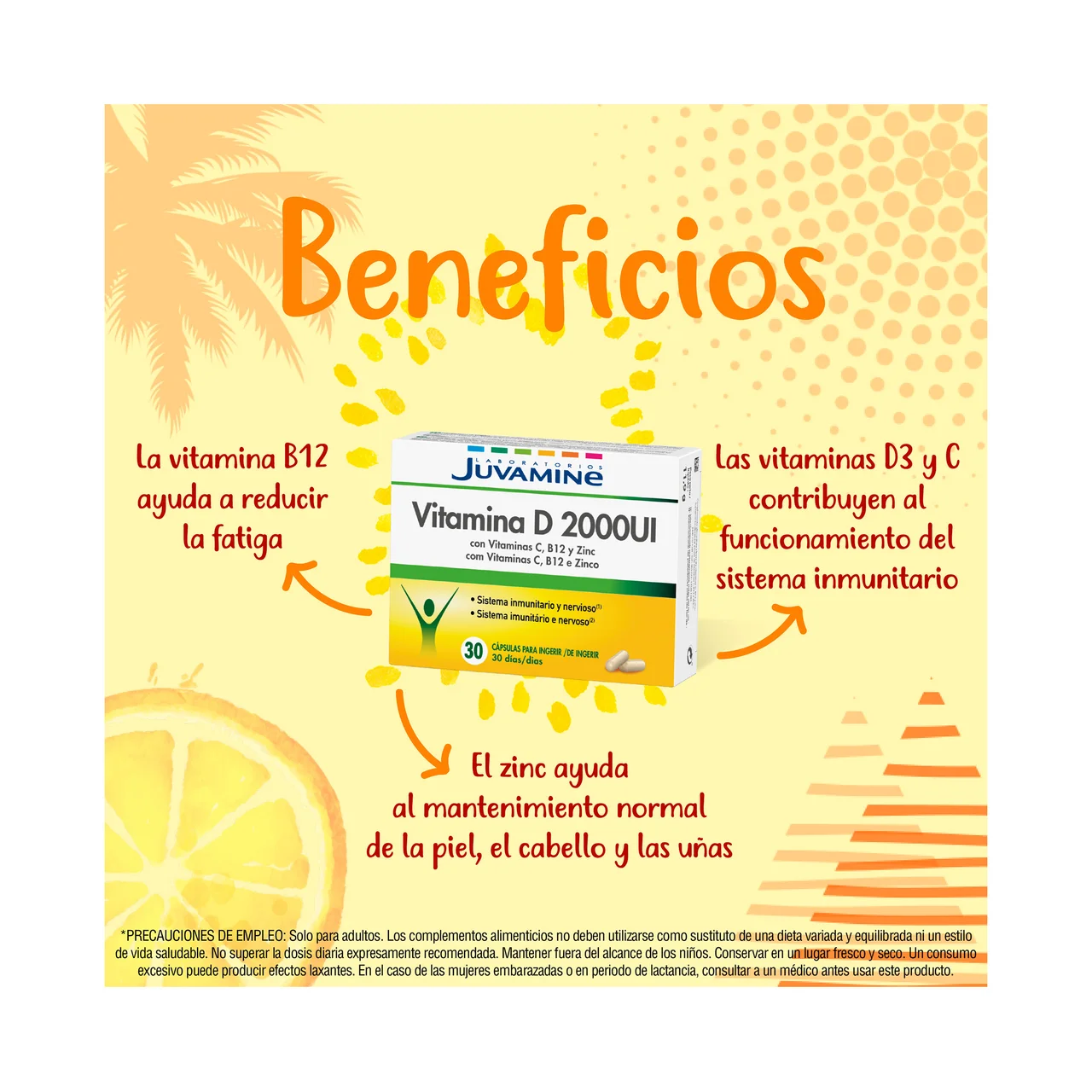 Cápsulas de vitamina D, vitamina C, B12 y Zinc 30 uds