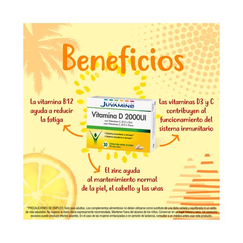 JUVAMINE Cápsulas de vitamina D, vitamina C, B12 y Zinc  30 uds