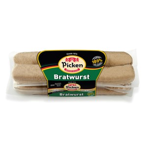 Imagen de PICKEN Salchichas alemanas tipo Bratwurst, elaboradas sin gluten, glutamato ni fécula PICKEN 300 g.