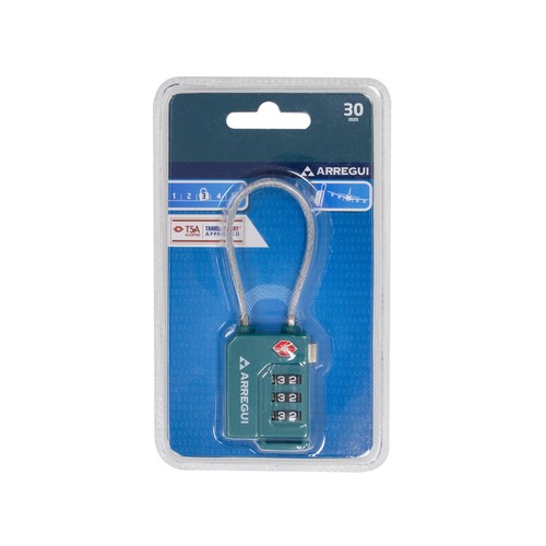 Candado combinado verde con arco flexible ARREGUI.