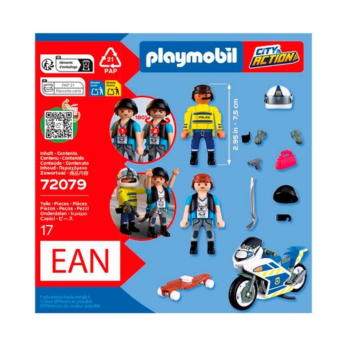 PLAYMOBIL. 72079. Persecucion en moto