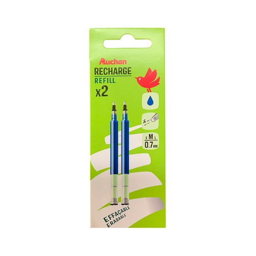 2 recambios de bolígrafo gel borrable azul, ALCAMPO.