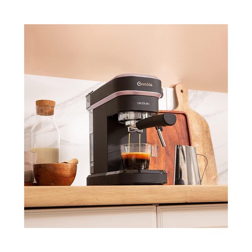 Cafetera espresso CECOTEC Cafelizzia 890 Rose, presión 20 bar, vaporizador, Modo Auto 1-2 cafés, calienta tazas.