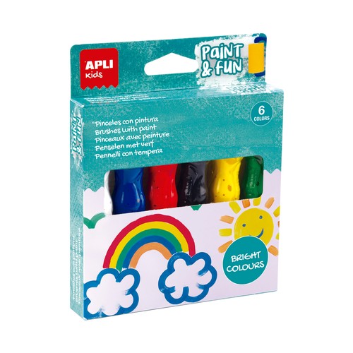 Temperas de colores 6 unidades 14ml acabados brillantes. APLI KIDS