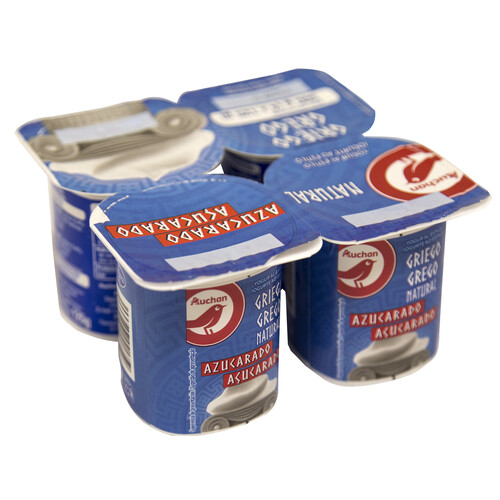 AUCHAN Yogur estilo griego, natural azucarado 4 x 125 g. Producto Alcampo