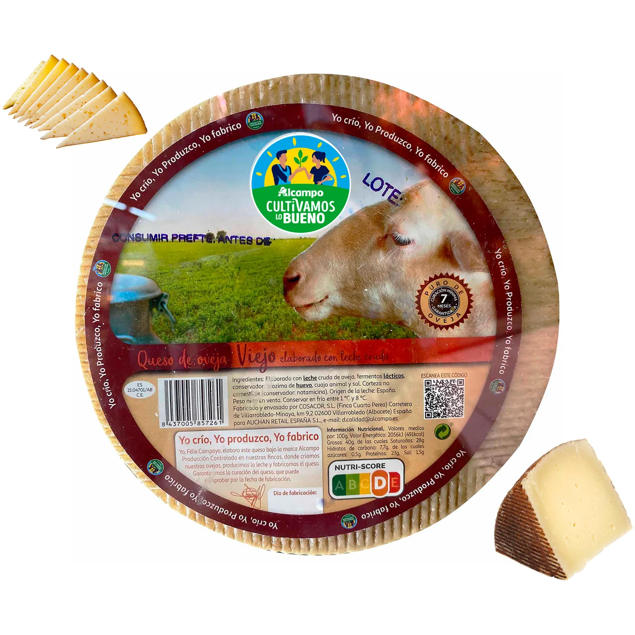 ALCAMPO CULTIVAMOS LO BUENO Queso viejo de oveja, leche cruda - Tapeo 3 a 5 mm