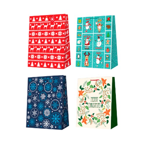 Bolsa de regalo tamaño M modelos surtidos Navidad, AUCHAN