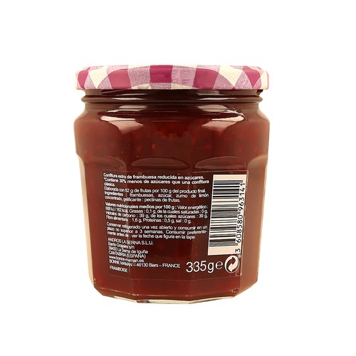 BONNE MAMAN Confitura de frambuesa reducida en azúcares 335 g.