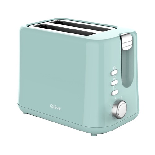Tostador QILIVE 600121165 verde pastel, 2 ranuras, 4 niveles de tostado, recogemigas.