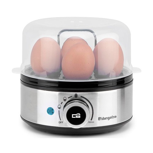 Cuece huevos ORBEGOZO CU5200 Inox, 400W, 3 niveles de cocción, Temporizador 30min.