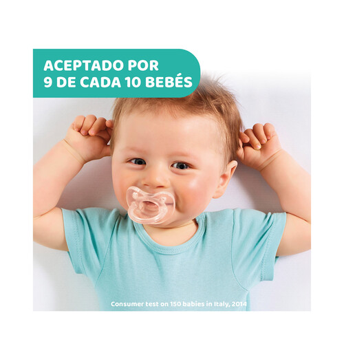 CHICCO Chupetes de silicona con tetinas anatómicas, para bebés de 6 a 16 meses CHICCO Physio soft 2 uds.