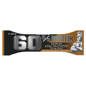 Imagen de Barrita 60% proteina recubierto de cacao con sabor a caramelo con cacahuete WEIDER 45 g.