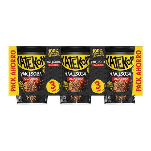 YATEKOMO Fideos Orientales instantáneos yakisoba pack 3 uds x 93 g.